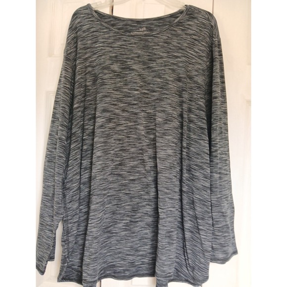 J.Jill Tops - J.JILL Fit Performance Gray Space Dye Long Sleeve Soft Tee Yoga Pilates Gym 3X